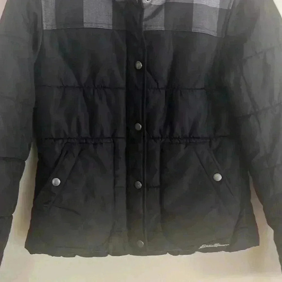 Buffalo Plaid Black Puffer Bomber Jacket - Picture 4 of 4